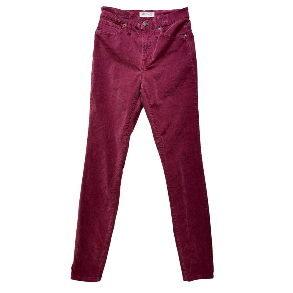 Madewell Womens 10" Velvet High Rise Skinny Pants Size 26 Burgundy Y2K